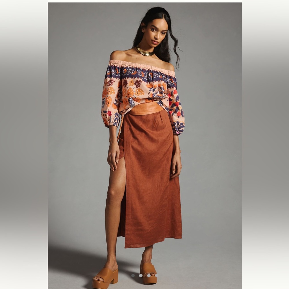 Farm Rio x Anthropologie Off-The-ShoulderPrinted‎ Poplin Top SKU XXS